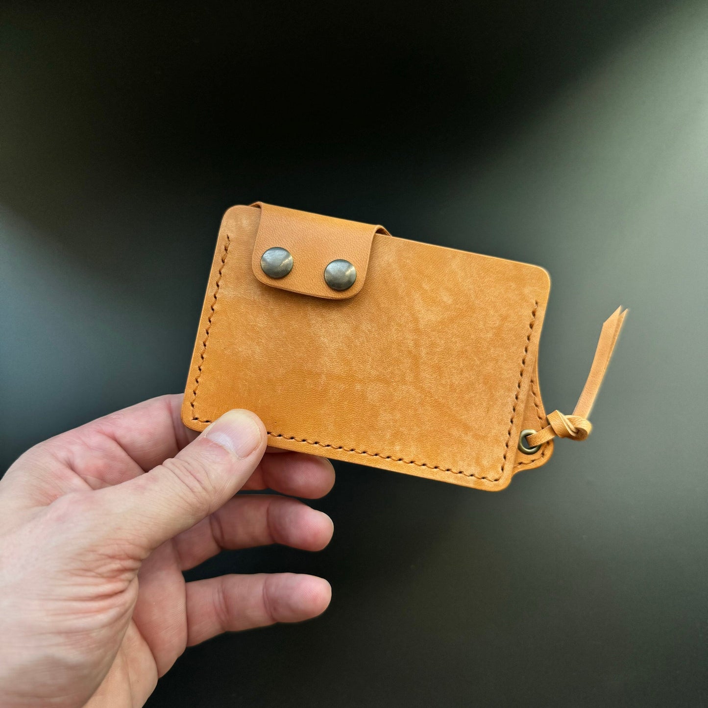 Leather Card Holder With A Ring For Chain Or Lanyard, Pocket Mini Wallet, Minimalist Card Holder Case