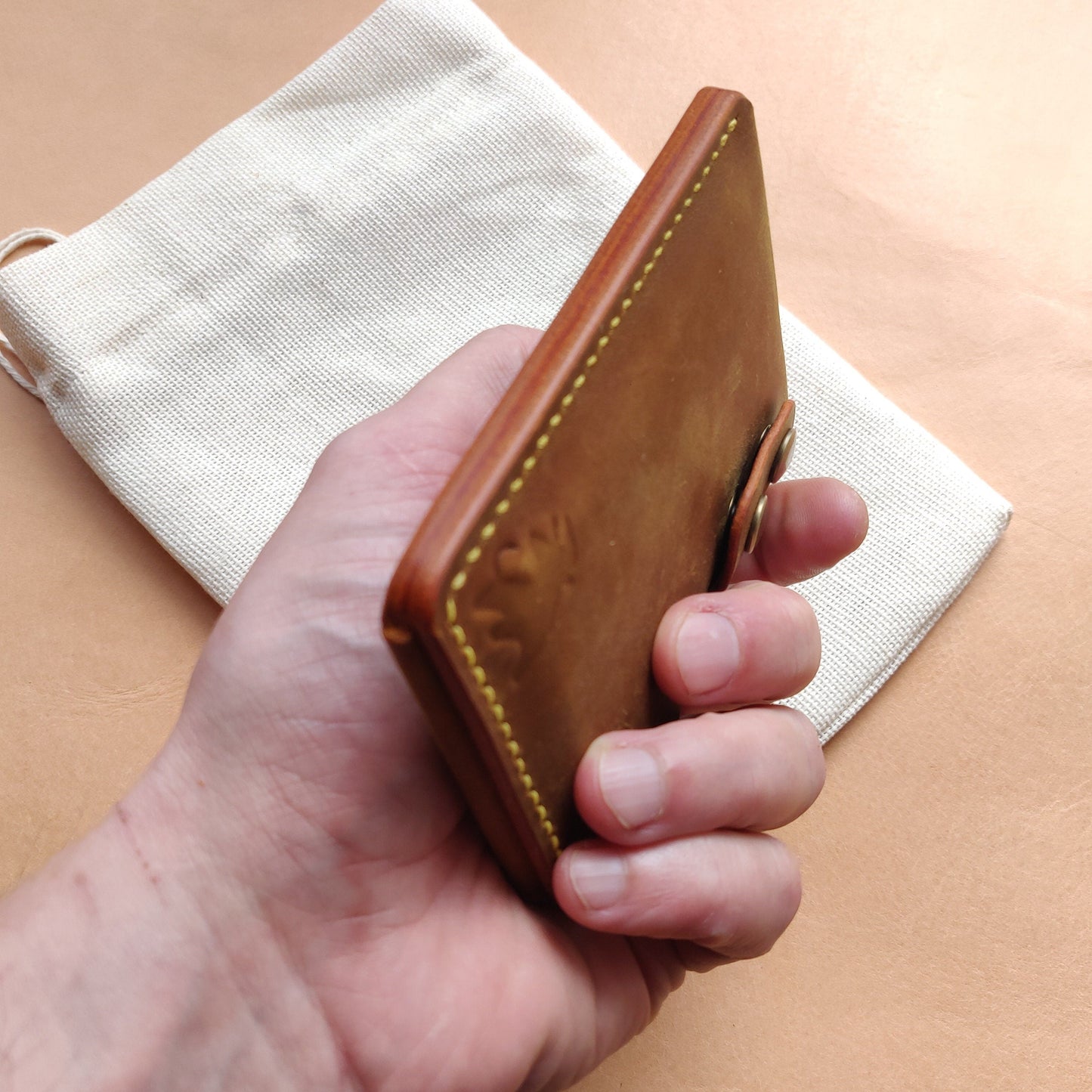 Leather Card Holder, Distressed Leather Pocket Mini Wallet, Minimalist Card Holder Case