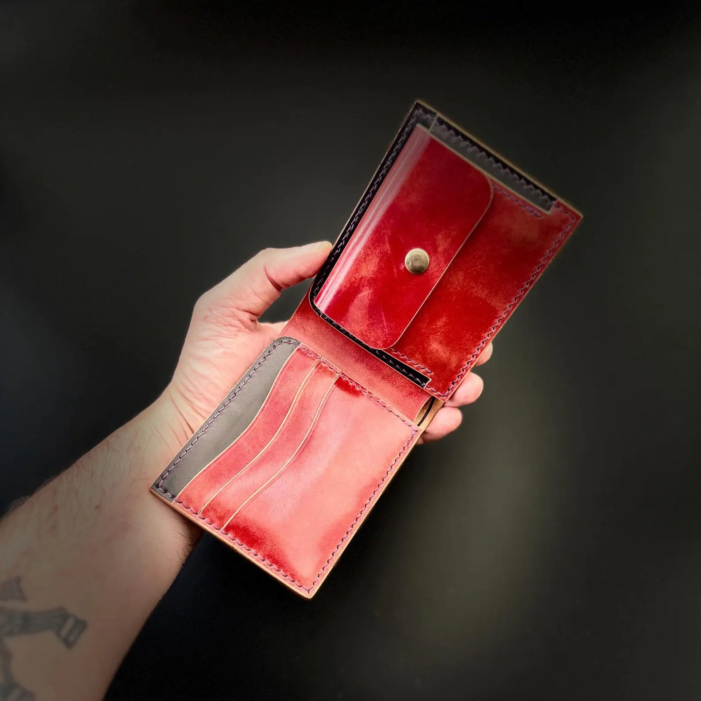 Rocado Shell Cordovan Wallet, Leather Bifold Wallet With Coin Purse, Luxury Wallet