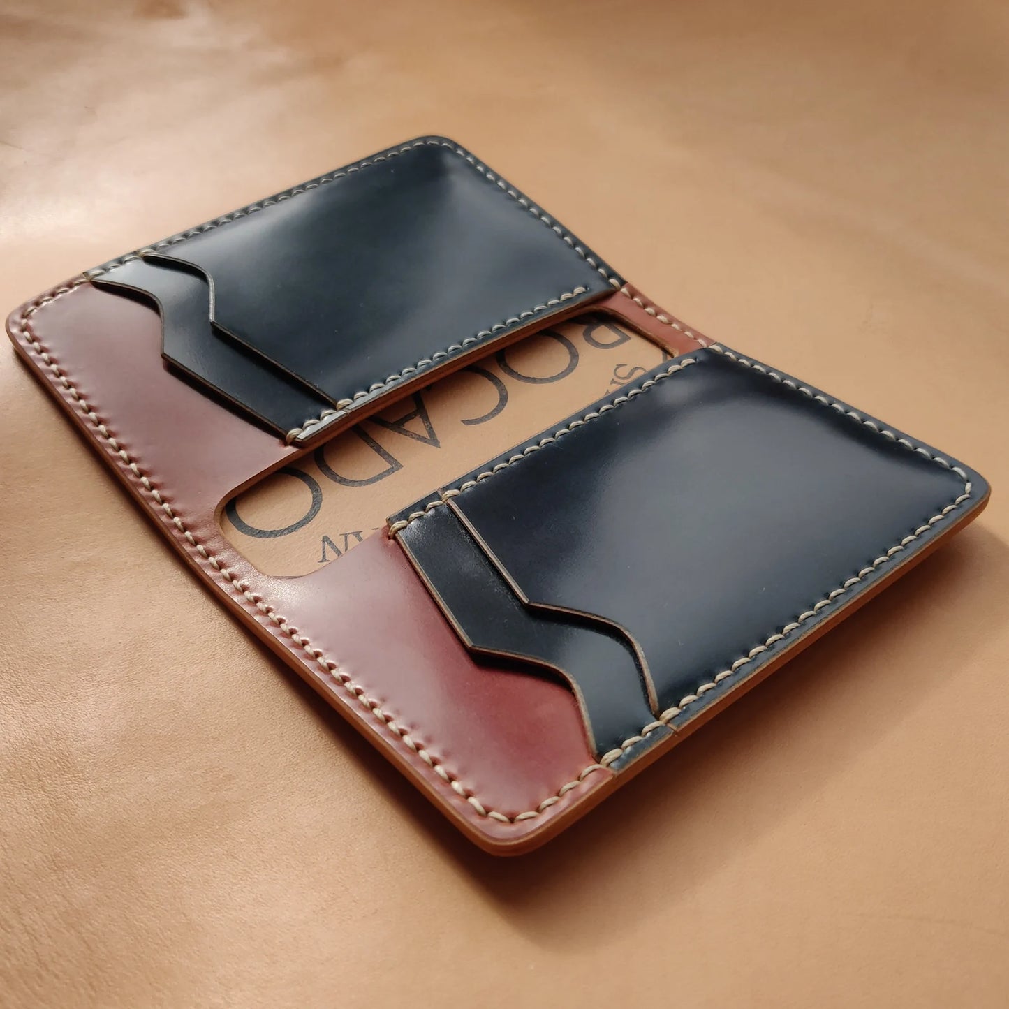 Shell Cordovan Wallet, Vertical Leather Bifold Wallet, Minimalist Slim Luxury Wallet