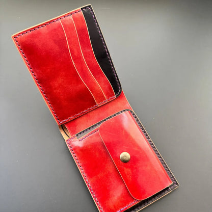 Rocado Shell Cordovan Wallet, Leather Bifold Wallet With Coin Purse, Luxury Wallet