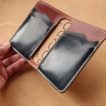 Shell Cordovan Wallet, Vertical Leather Bifold Wallet, Minimalist Slim Luxury Wallet