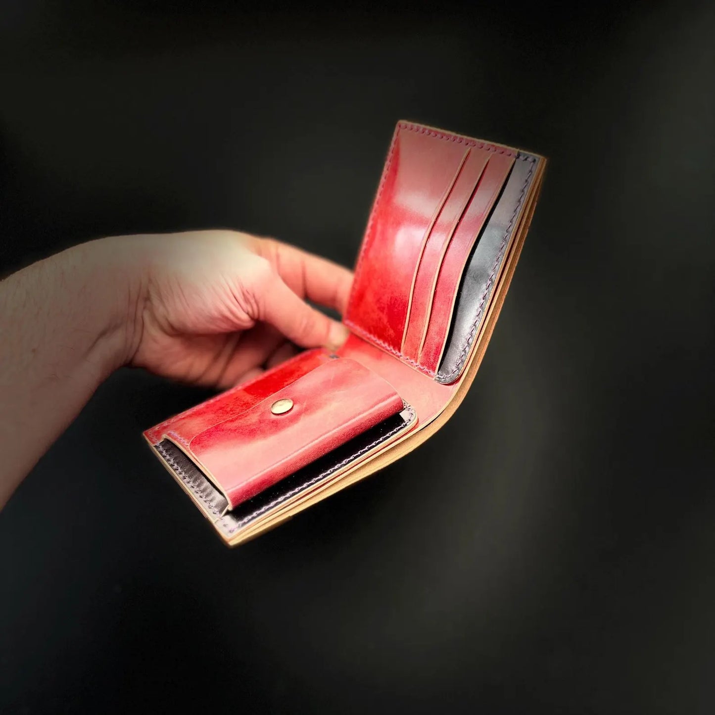 Rocado Shell Cordovan Wallet, Leather Bifold Wallet With Coin Purse, Luxury Wallet