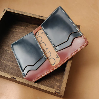 Shell Cordovan Wallet, Vertical Leather Bifold Wallet, Minimalist Slim Luxury Wallet