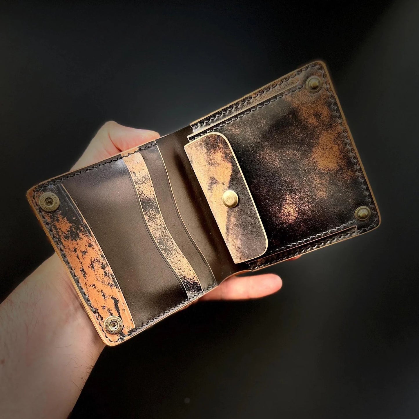 Rocado Shell Cordovan Wallet, Leather Bifold Wallet With Coin Purse, Luxury Wallet