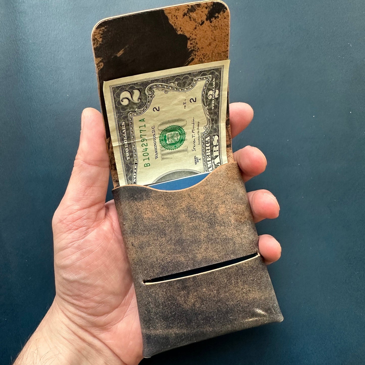 Stitchless Shell Cordovan Leather Cards Wallet, Origami Minimalist Wallet, EDC Card Holder Case