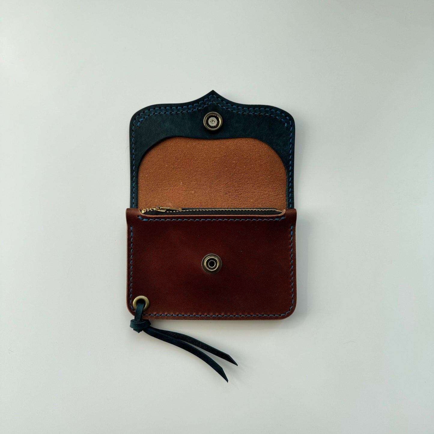 Short Trucker Wallet With A Ring For Chain Or Lanyard, Veg Tan Wallet, Stylish Wallet For Rider, Biker or Trucker