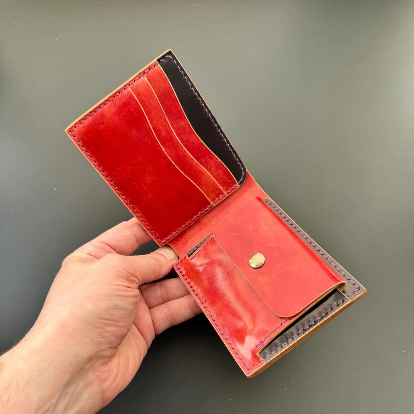 Rocado Shell Cordovan Wallet, Leather Bifold Wallet With Coin Purse, Luxury Wallet