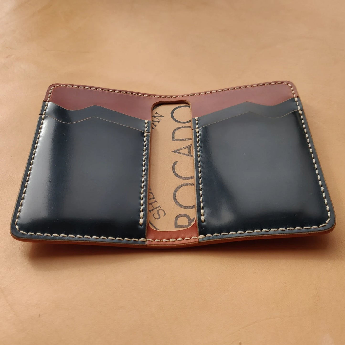Shell Cordovan Wallet, Vertical Leather Bifold Wallet, Minimalist Slim Luxury Wallet