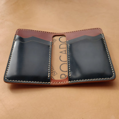 Shell Cordovan Wallet, Vertical Leather Bifold Wallet, Minimalist Slim Luxury Wallet