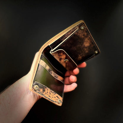 Rocado Shell Cordovan Wallet, Leather Bifold Wallet With Coin Purse, Luxury Wallet