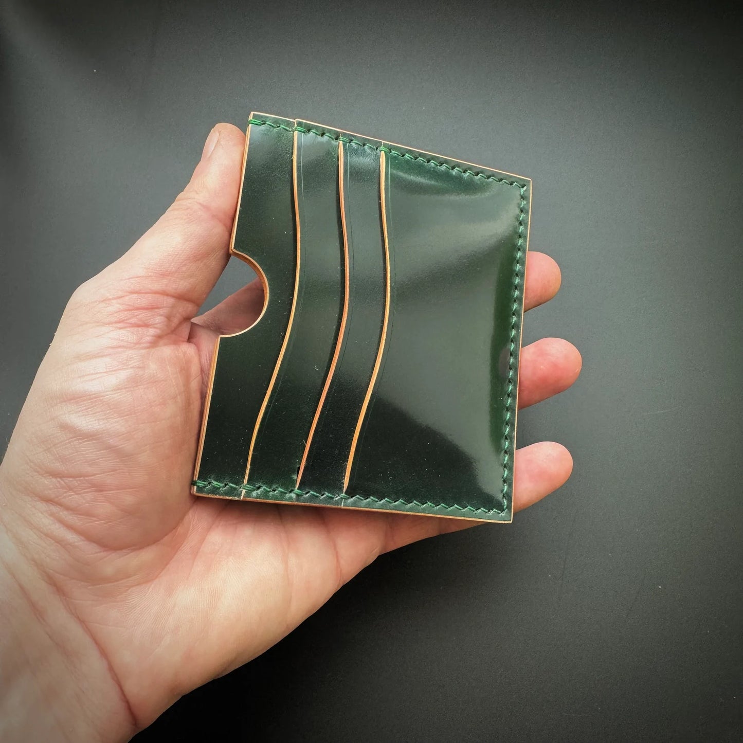 Rocado Shell Cordovan Leather Card Holder: Minimalist Pocket Wallet