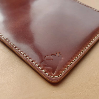 Shell Cordovan Wallet, Vertical Leather Bifold Wallet, Minimalist Slim Luxury Wallet
