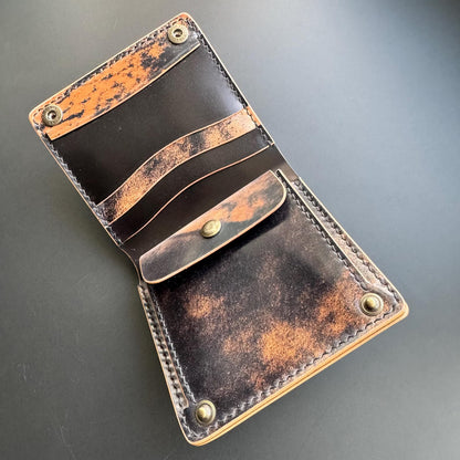 Rocado Shell Cordovan Wallet, Leather Bifold Wallet With Coin Purse, Luxury Wallet