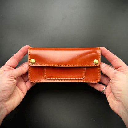 Rocado Shell Cordovan Long Trucker Wallet, Luxury Compact Wallet