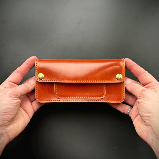 Rocado Shell Cordovan Long Trucker Wallet, Luxury Compact Wallet