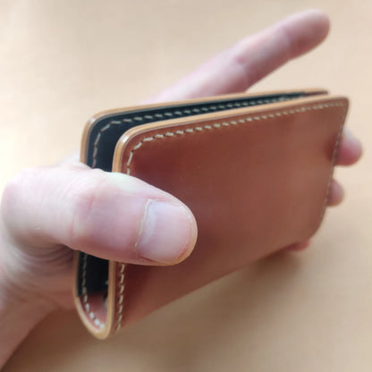 Shell Cordovan Wallet, Vertical Leather Bifold Wallet, Minimalist Slim Luxury Wallet