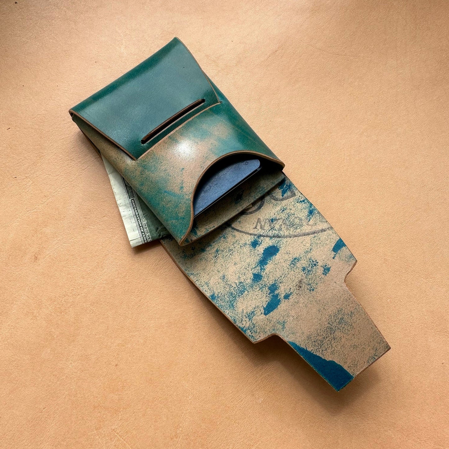 Stitchless Shell Cordovan Leather Cards Wallet, Origami Minimalist Wallet, EDC Card Holder Case