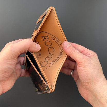 Rocado Shell Cordovan Wallet, Leather Bifold Wallet With Coin Purse, Luxury Wallet
