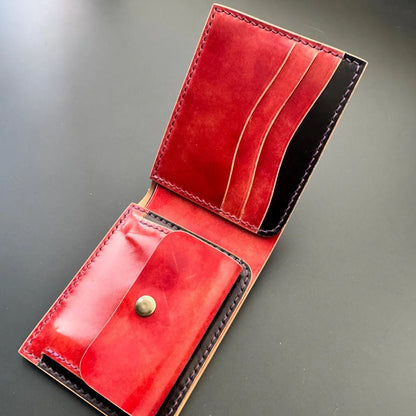 Rocado Shell Cordovan Wallet, Leather Bifold Wallet With Coin Purse, Luxury Wallet