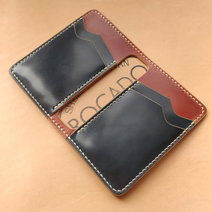 Shell Cordovan Wallet, Vertical Leather Bifold Wallet, Minimalist Slim Luxury Wallet