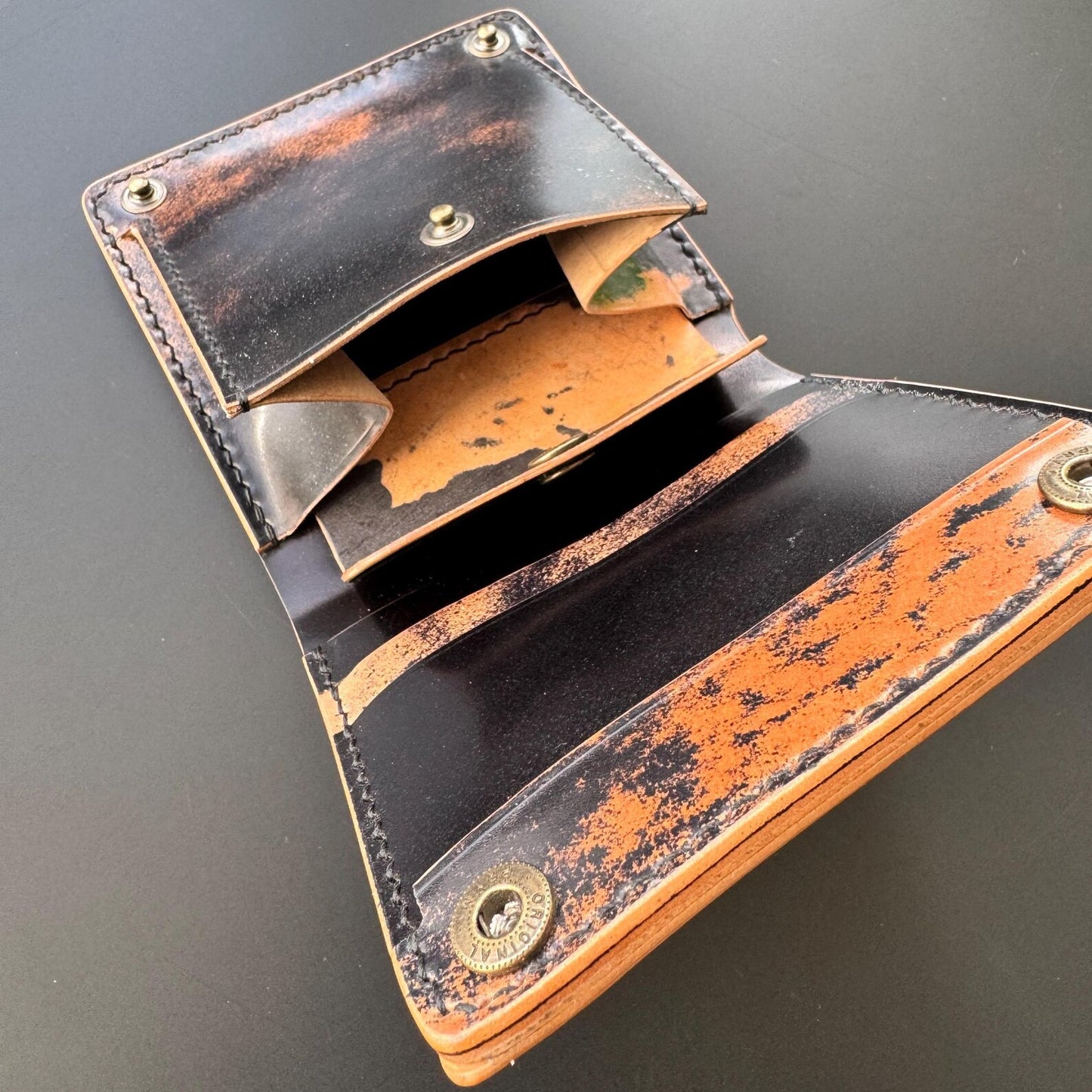 Rocado Shell Cordovan Wallet, Leather Bifold Wallet With Coin Purse, Luxury Wallet