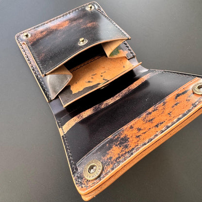 Rocado Shell Cordovan Wallet, Leather Bifold Wallet With Coin Purse, Luxury Wallet