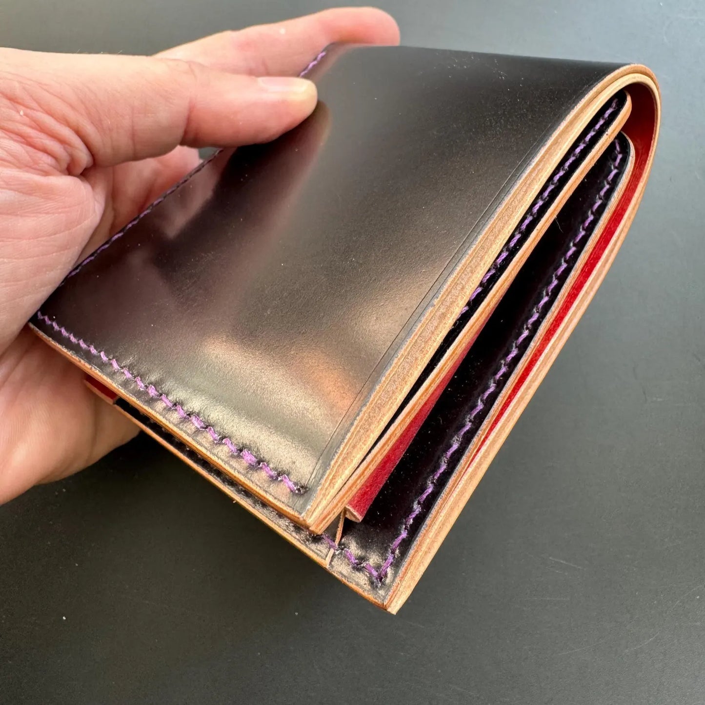 Rocado Shell Cordovan Wallet, Leather Bifold Wallet With Coin Purse, Luxury Wallet