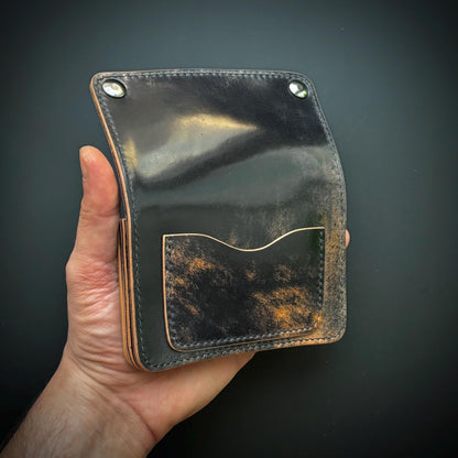 Rocado Shell Cordovan Mini Trucker Wallet, Luxury Compact Wallet