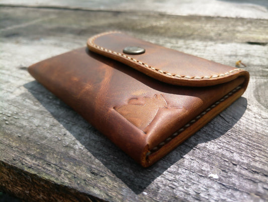 Leather Origami Wallet, Minimalist Pocket Wallet, Coin Purse And Card Case Wallet, Leather Card Holder