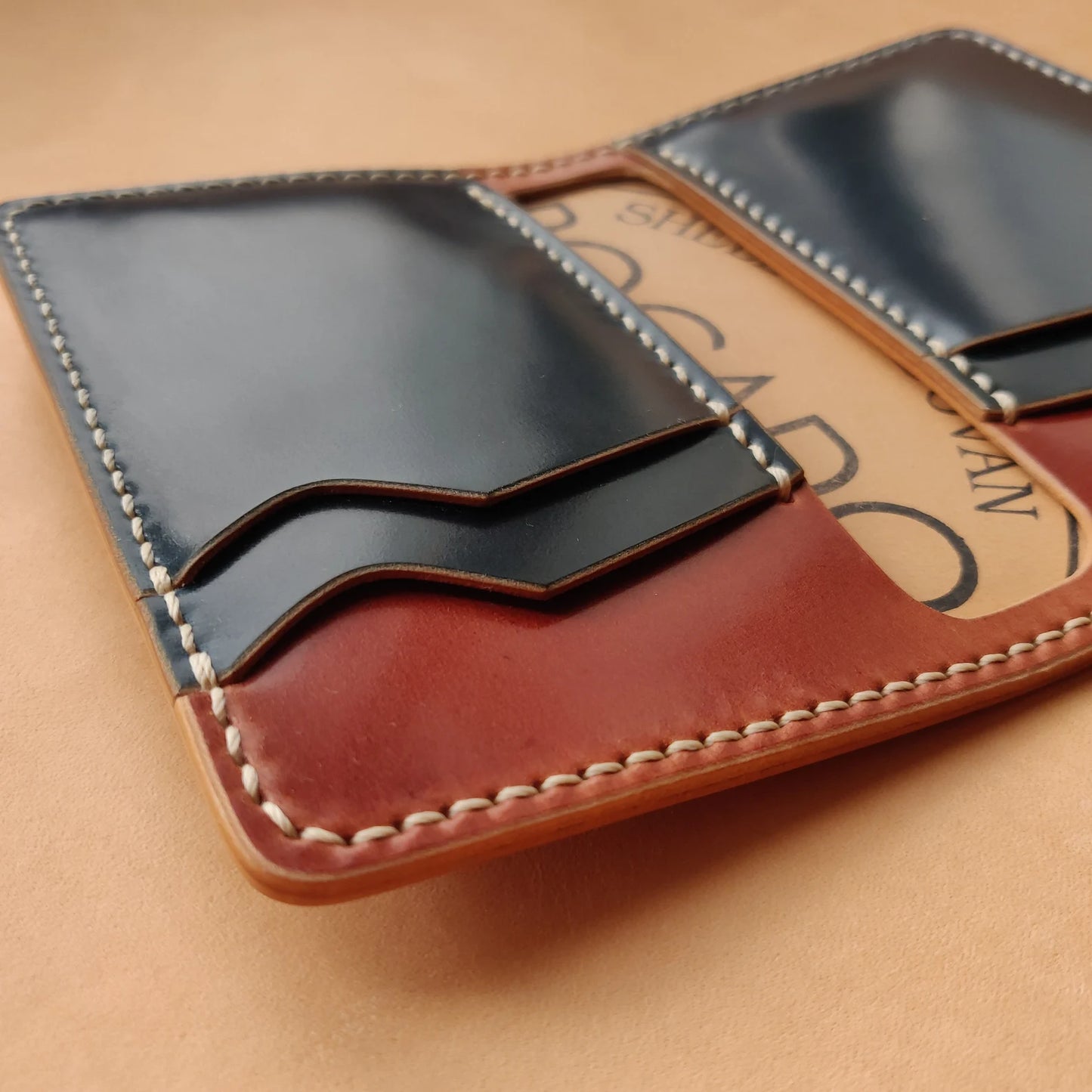 Shell Cordovan Wallet, Vertical Leather Bifold Wallet, Minimalist Slim Luxury Wallet