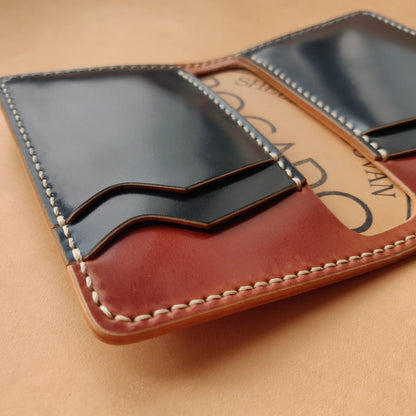 Shell Cordovan Wallet, Vertical Leather Bifold Wallet, Minimalist Slim Luxury Wallet