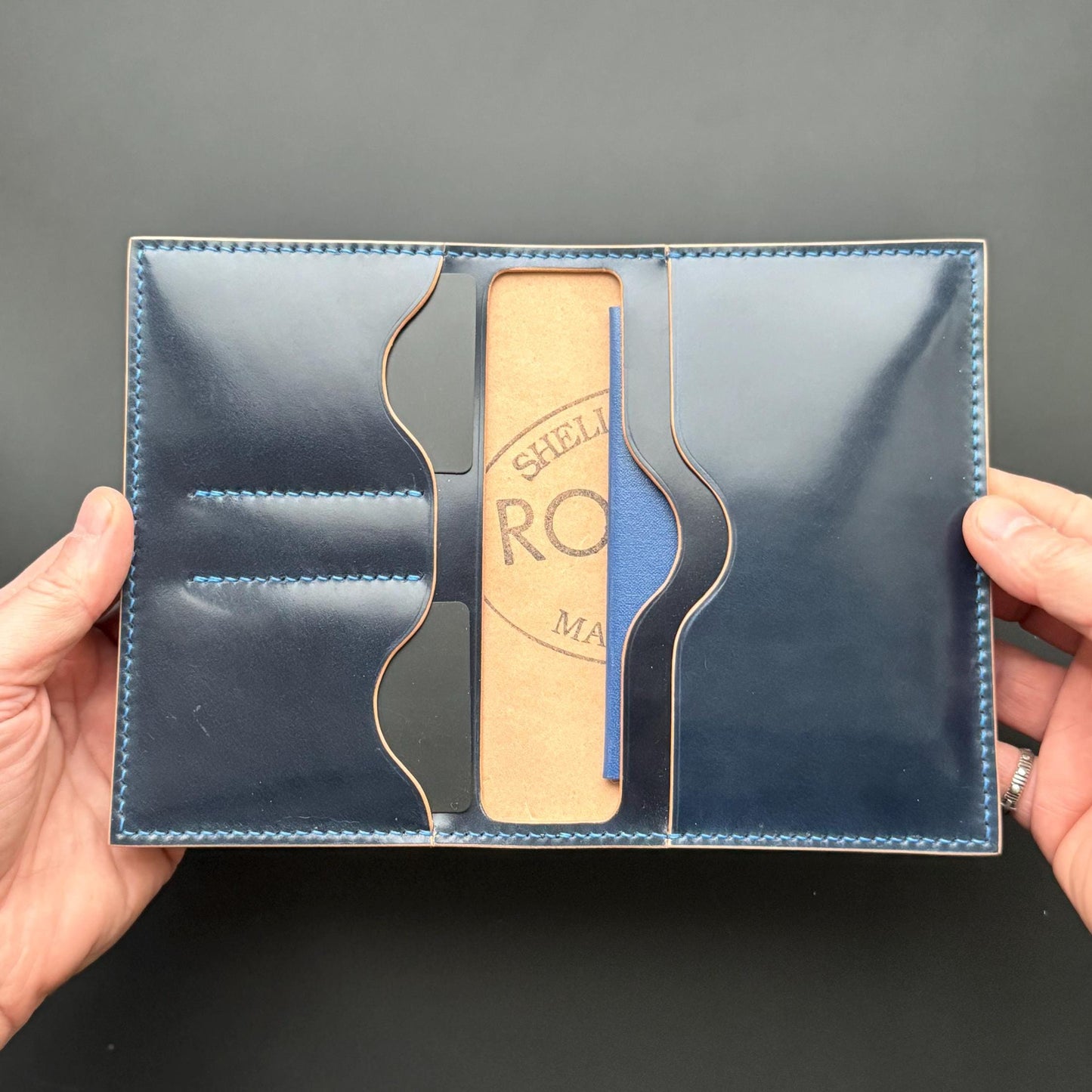 Rocado Shell Cordovan Leather Passport Holder,  Case For Documents And Credit Cards, Passport Case, Travel Wallet