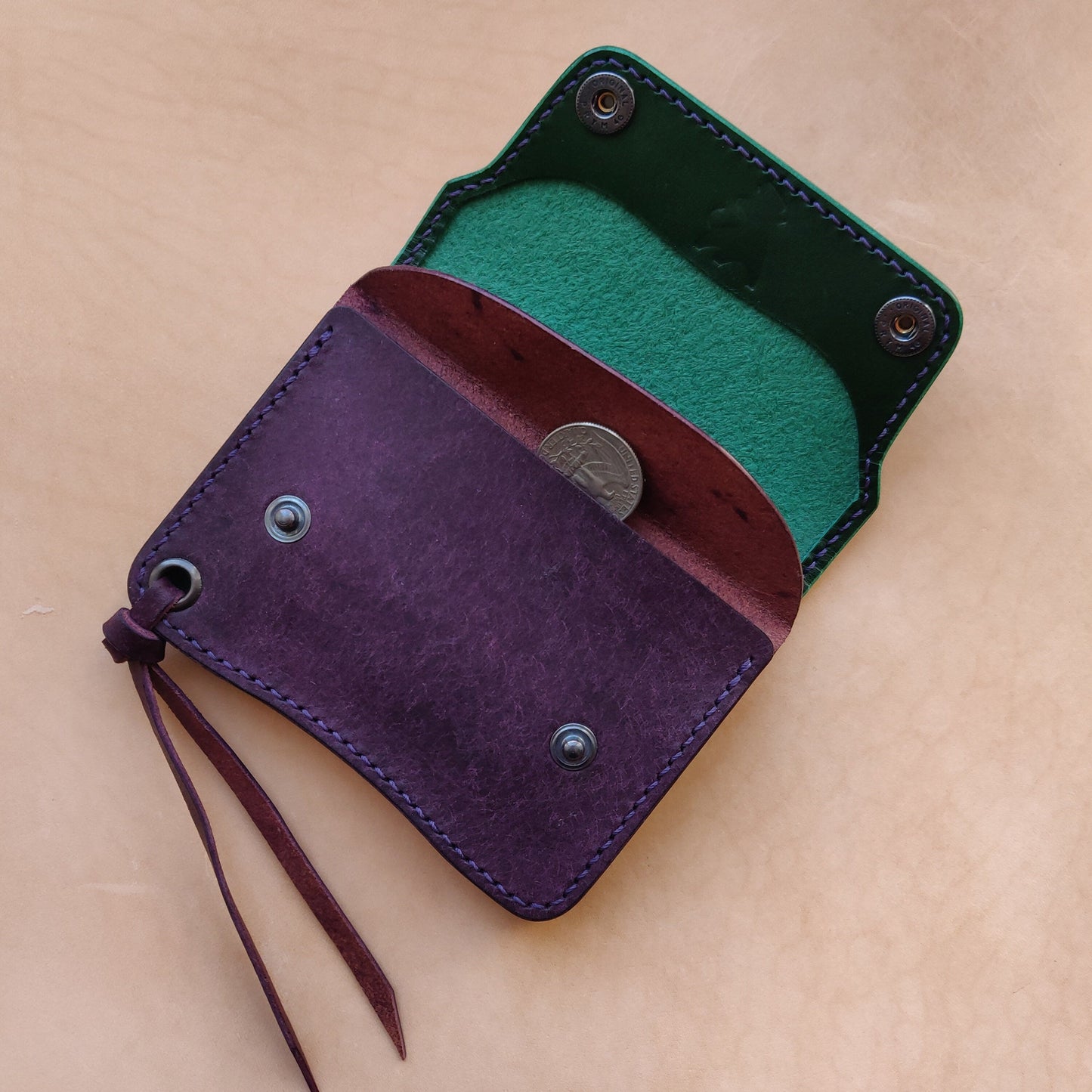 Short Trucker Wallet With A Ring For Chain Or Lanyard, EDC Wallet For Rider, Biker or Trucker