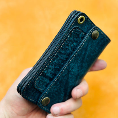 Handmade Leather Mini Trucker Wallet, Luxury Compact Wallet