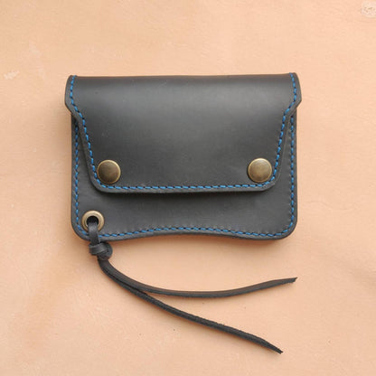 Short Trucker Wallet With A Ring For Chain Or Lanyard, Veg Tan Wallet, Stylish Wallet For Rider, Biker or Trucker