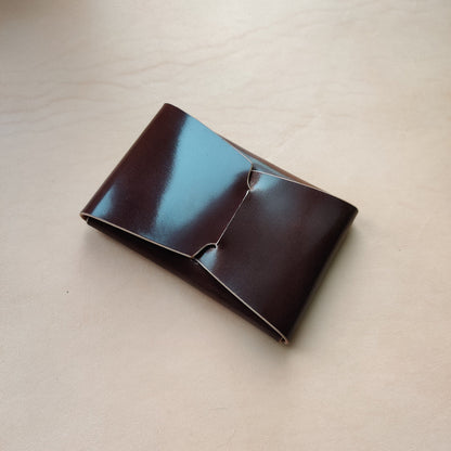 Rocado Shell Cordovan Stitchless Leather Mini Cards Wallet, Origami Minimalist Wallet, EDC Card Holder Case