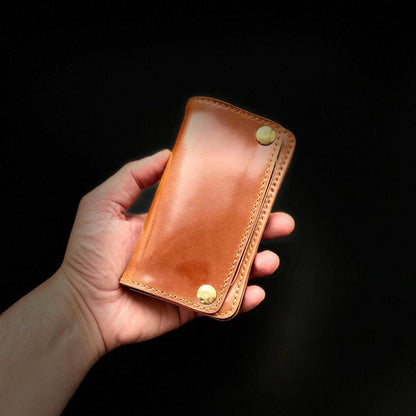 Rocado Shell Cordovan Mini Trucker Wallet, Luxury Compact Wallet