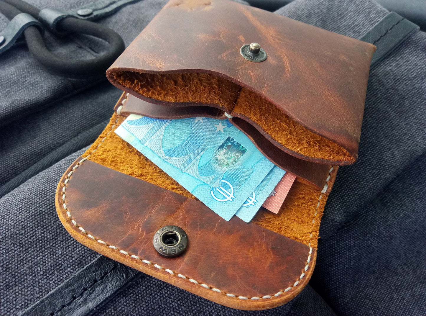 Leather Origami Wallet, Minimalist Pocket Wallet, Coin Purse And Card Case Wallet, Leather Card Holder