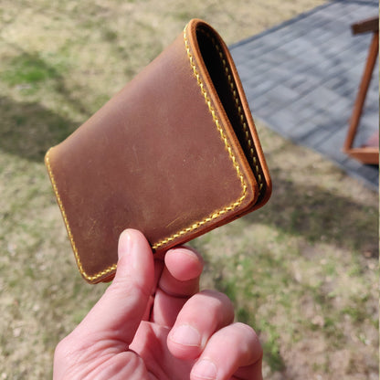 Leather Bifold Wallet, Vertical Card Wallet, Minimalist Slim Bifold Wallet