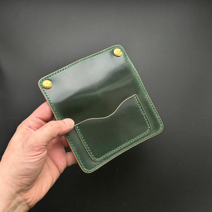 Rocado Shell Cordovan Mini Trucker Wallet, Luxury Compact Wallet