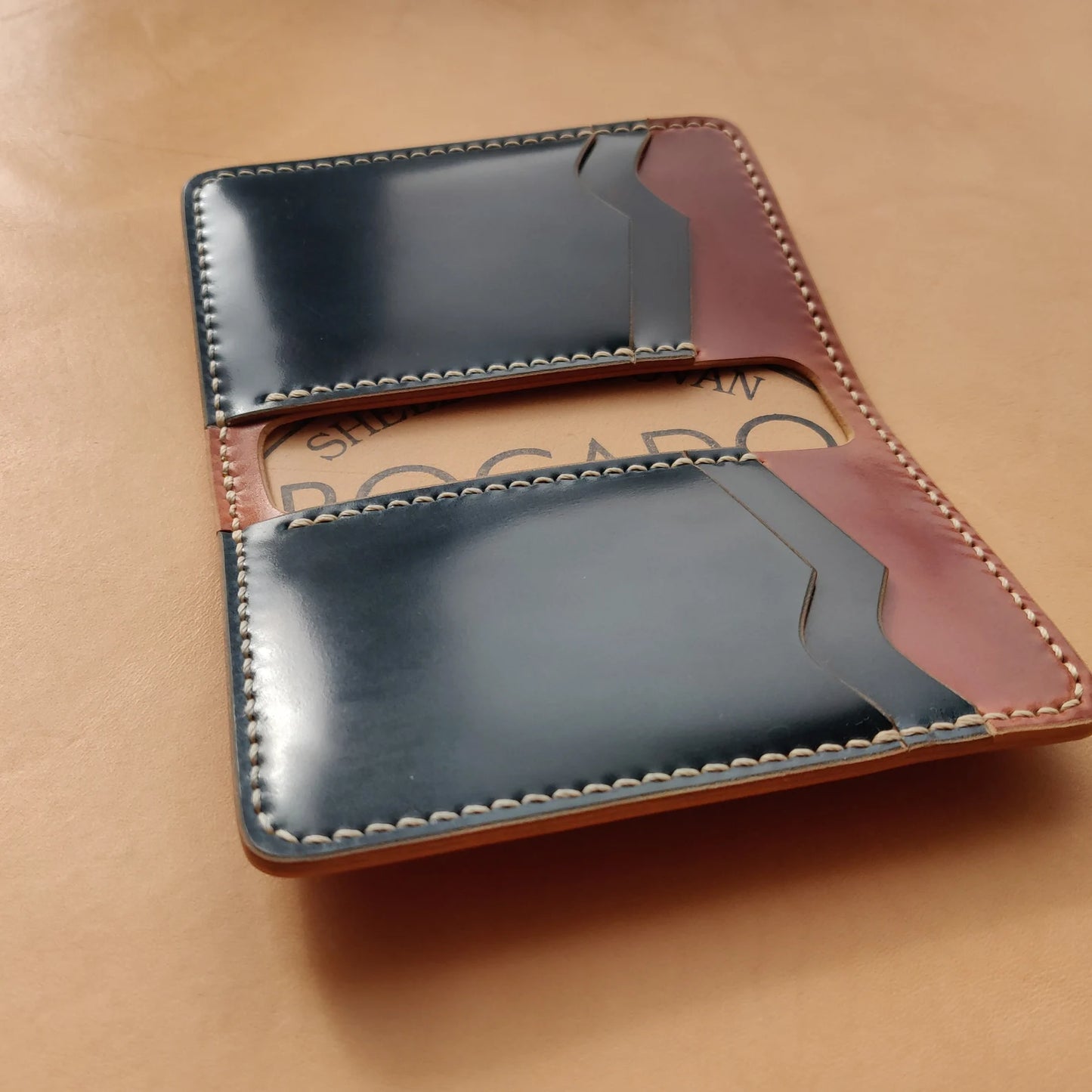 Shell Cordovan Wallet, Vertical Leather Bifold Wallet, Minimalist Slim Luxury Wallet