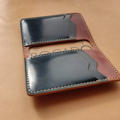 Shell Cordovan Wallet, Vertical Leather Bifold Wallet, Minimalist Slim Luxury Wallet
