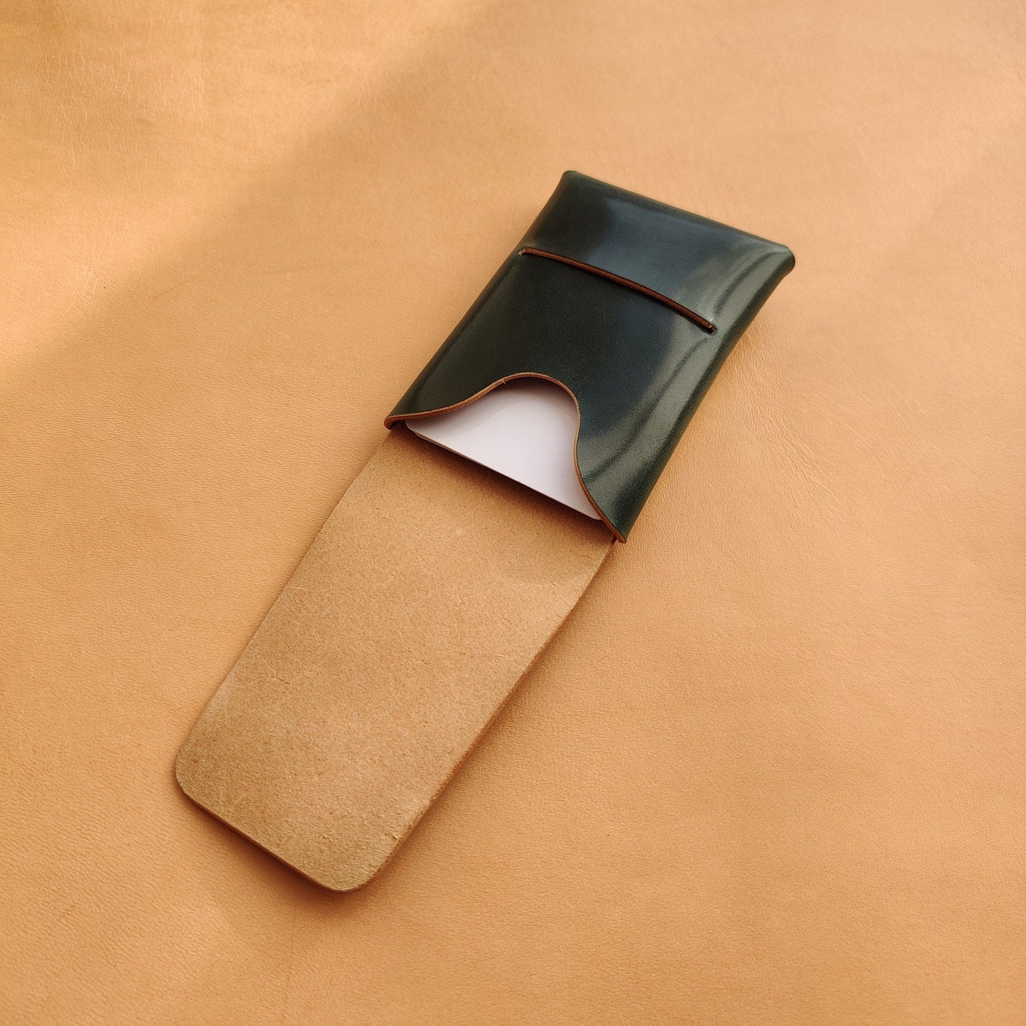 Rocado Shell Cordovan Stitchless Leather Mini Cards Wallet, Origami Minimalist Wallet, EDC Card Holder Case