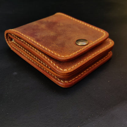 Leather vertical minimalist bifold EDC wallet