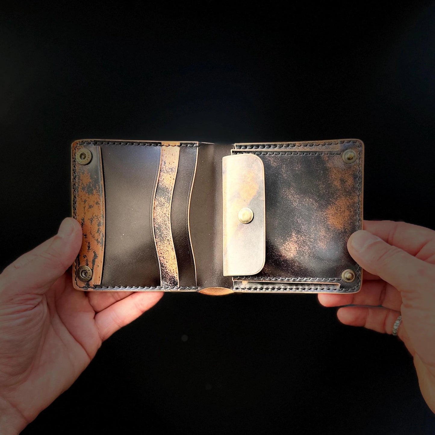 Rocado Shell Cordovan Wallet, Leather Bifold Wallet With Coin Purse, Luxury Wallet