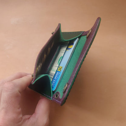 Handmade Japanese Style Compact Leather Wallet With Coin Purse, Leather Card And Cash Holder