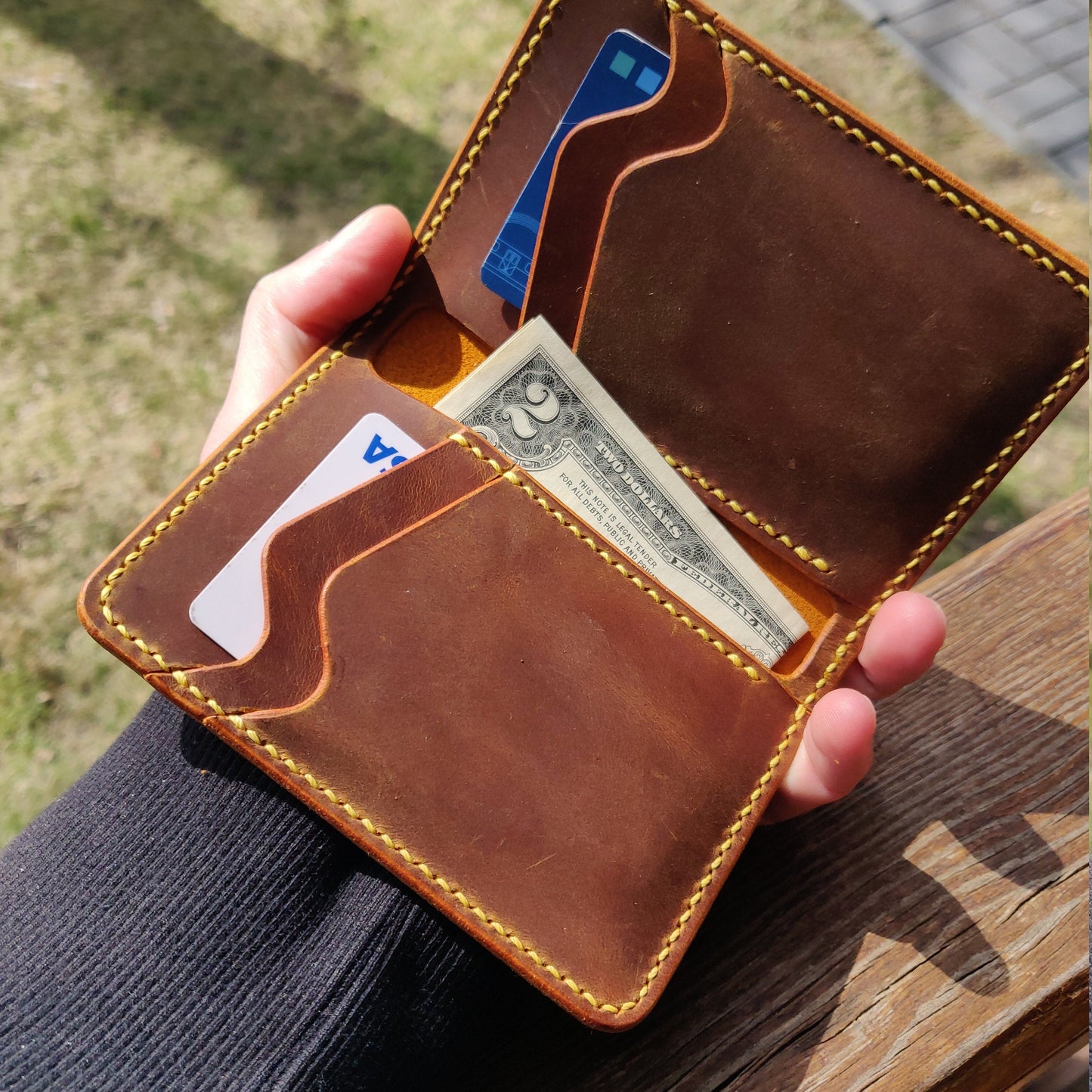 Leather Bifold Wallet, Vertical Card Wallet, Minimalist Slim Bifold Wallet