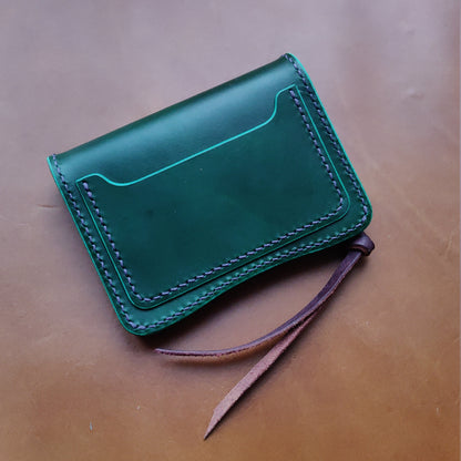 Short Trucker Wallet With A Ring For Chain Or Lanyard, Veg Tan Wallet, Stylish Wallet For Rider, Biker or Trucker