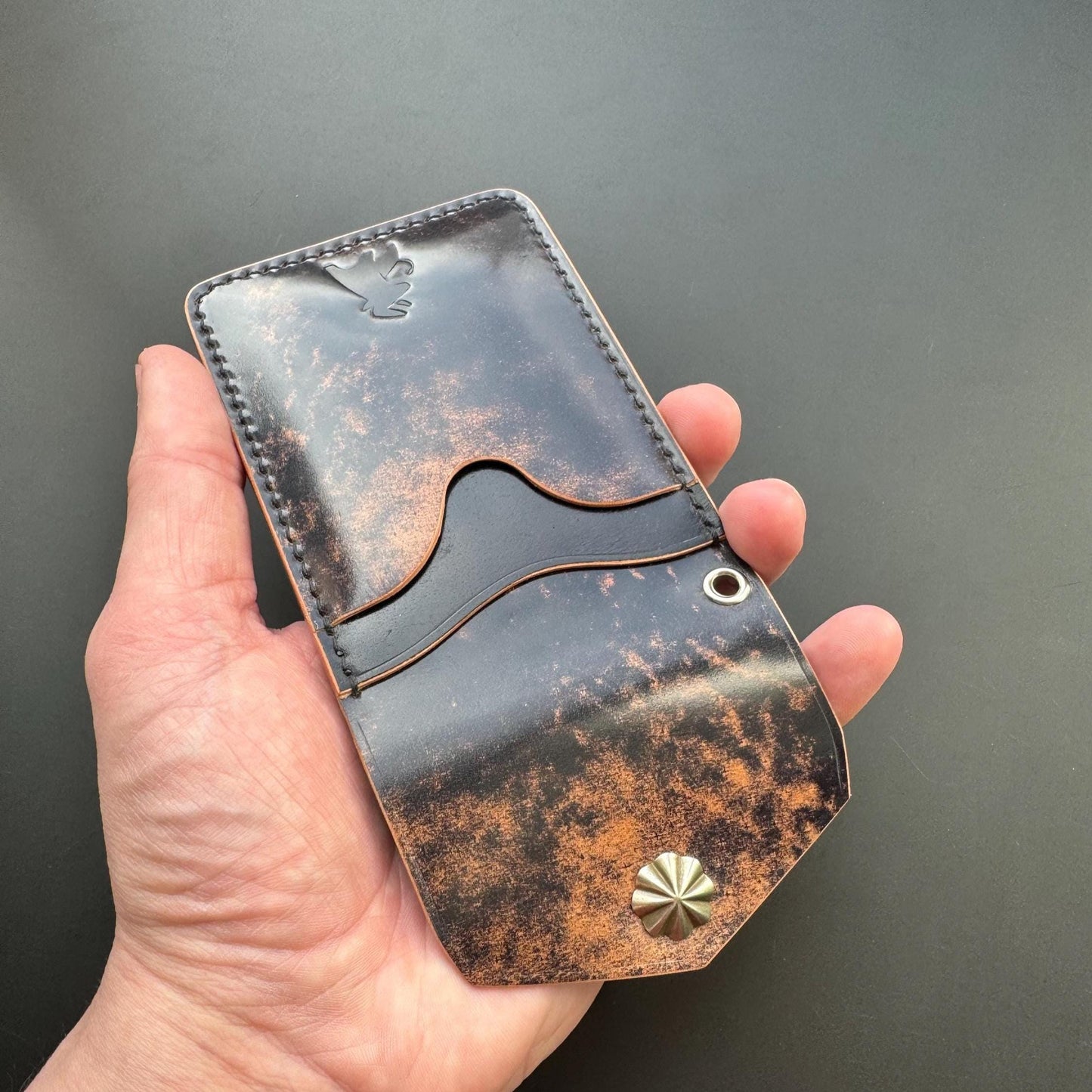 Rocado Shell Cordovan EDC Slim Pocket Wallet with Concho Snap